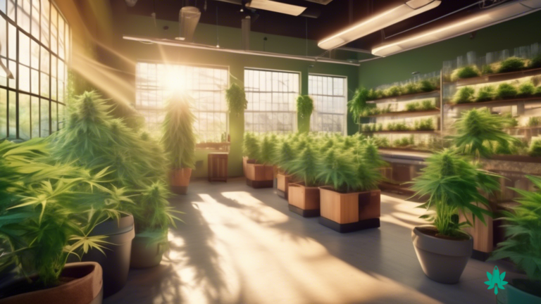 Vibrant cannabis dispensary bathed in natural light, highlighting the impact of cannabis marketing analytics